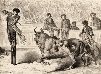 A Bullfighter Stood on Stilts at Seville, Spain, 1878 by European School
